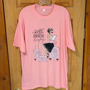 🌹5 for $25🌹 Pink “ and the adventure begins” Graphic T-Shirt